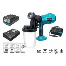 Dedra Set Pistol de vopsit 900 ml duza 2.5 mm SAS+ALL acumulator Li-Ion 18V 2.0Ah incarcator rapid 125W si geanta